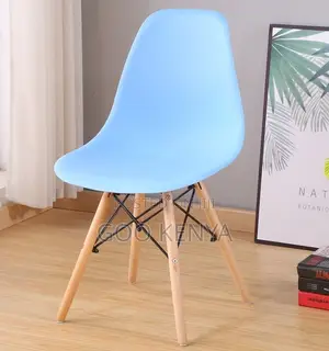 Home Dining Chair; Plastic Chair Wooden Base for Living Room and Café
