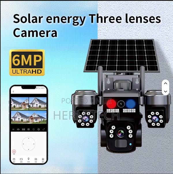 V380 Pro 3mp Solar CCTV Camera With 3 Lenses 4g - main view