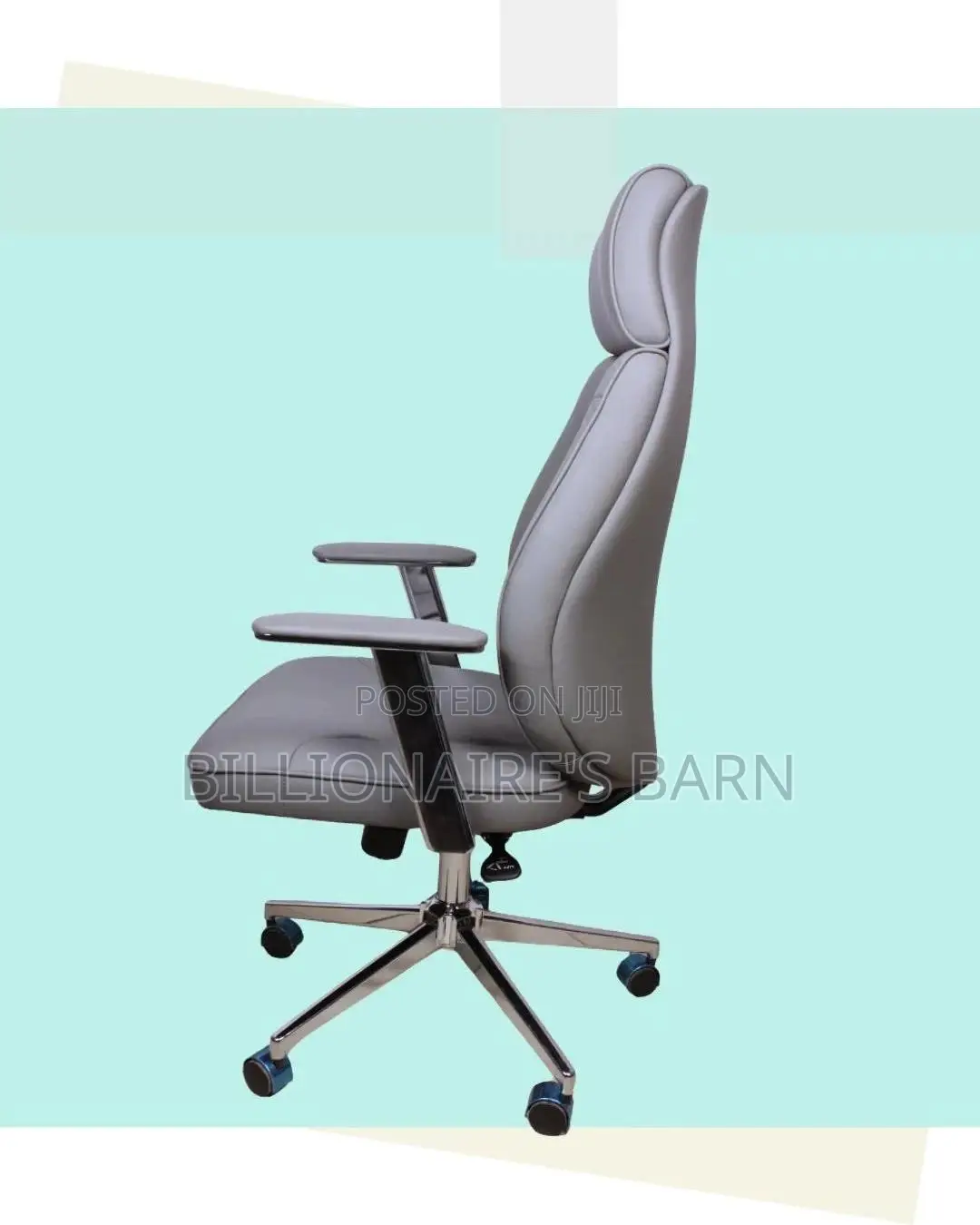 Pro-grade Grey Executive Leather Office Chair | Padded Armrests