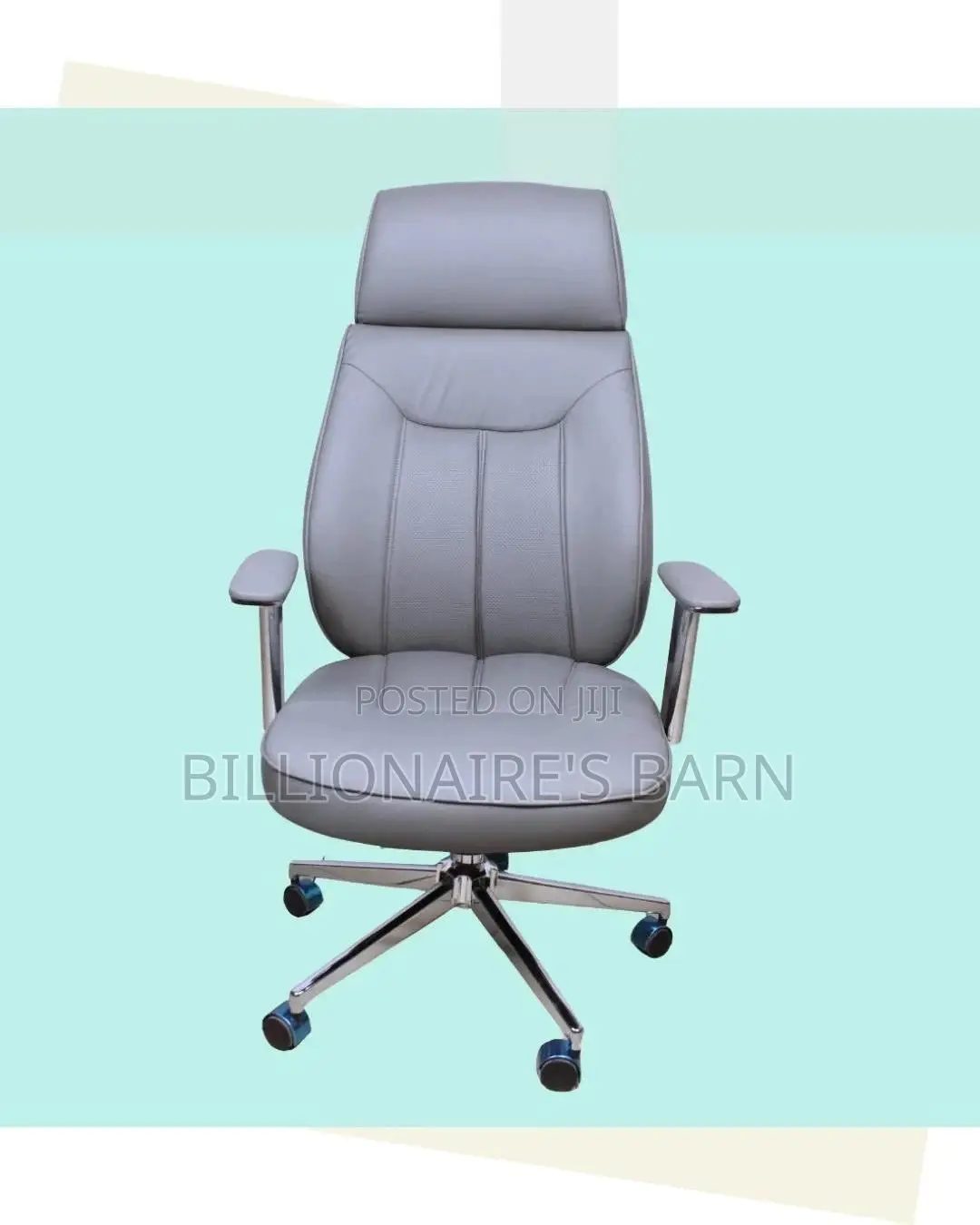 Pro-grade Grey Executive Leather Office Chair | Padded Armrests