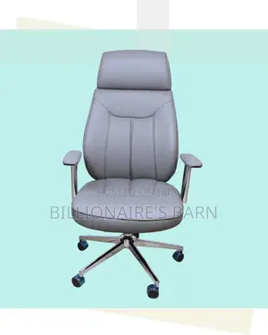 Pro-grade Grey Executive Leather Office Chair | Padded Armrests
