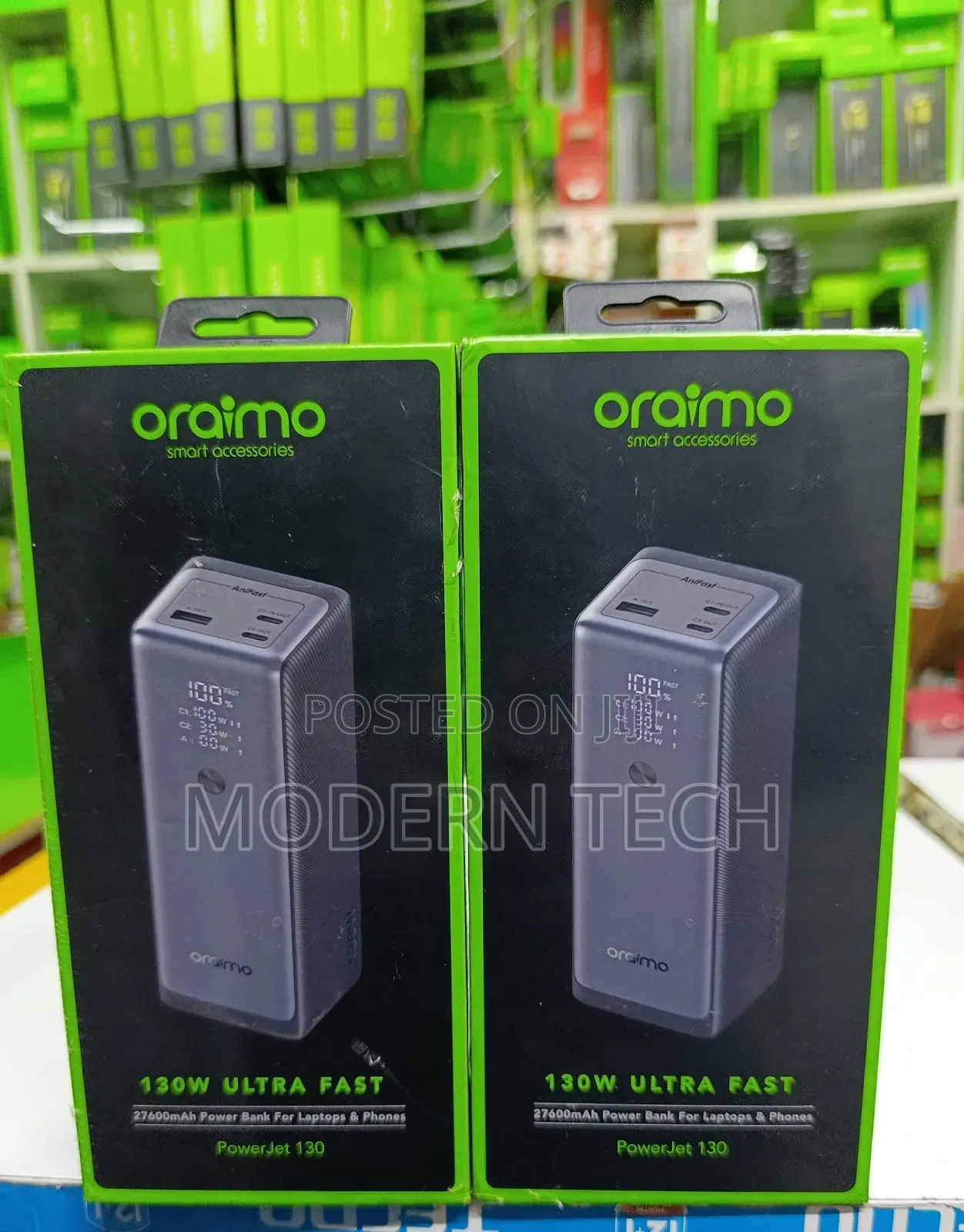 Oraimo Powerjet 130 27600mah 130w Power Bank for Laptops and Phones.