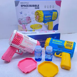 2 in 1 Bubble Gun. Colours: Blue and Pink 2 Pieces in a Box