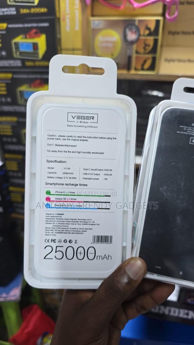 Veger 25000mah Portable Power Bank With Dual Usb Ports