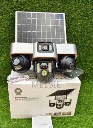 V380 Pro Tripple Lens Solar Street Light PTZ Flood Light 4g Camera