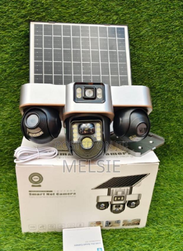 V380 Pro Tripple Lens Solar Street Light PTZ Flood Light 4g Camera