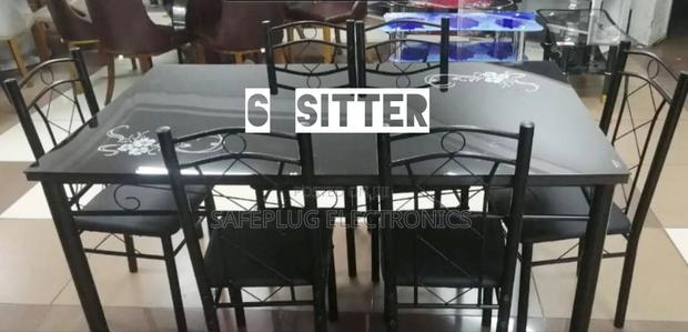 Big Executive 6 Sitter Glass Top Dinning Table - Black Design