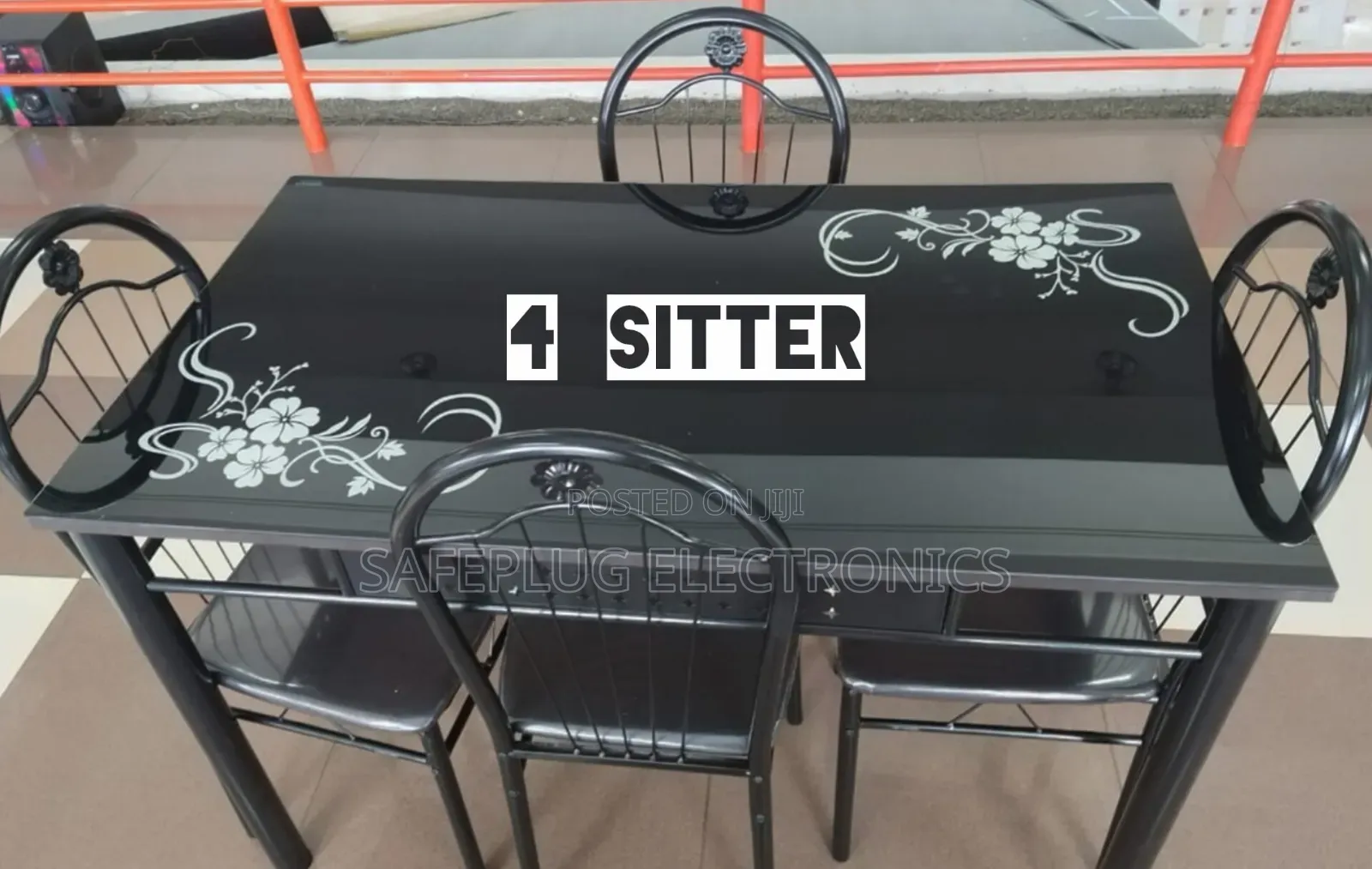 Executive Black - 4 Sitter Dining Table, Smooth Table-Top Finish