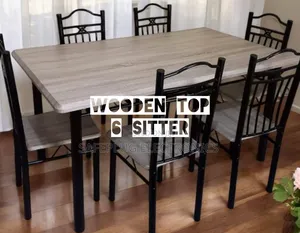 Executive 6 Sitter Wooden-Top Dining Table Set