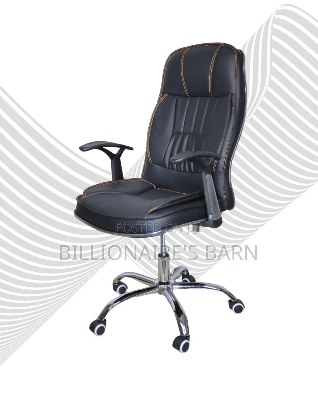 Executive Leather Office Chair | Adjustable Headrest Support