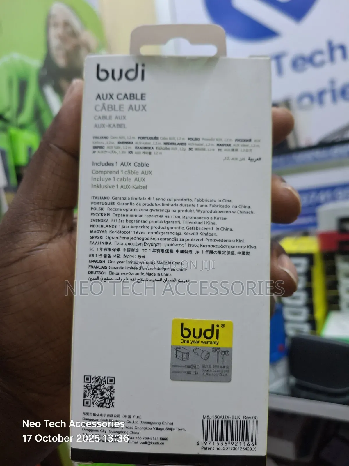 Budi Aux Cable, 1.2m Auxiliary Cable,