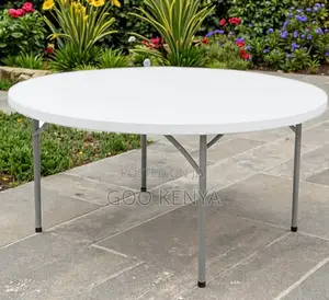 Home Outdoor Table; Heavy-Duty Outdoor Round Plastic Folding Table