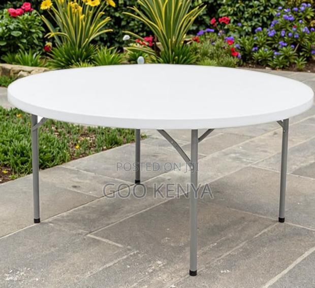 Home Outdoor Table; Heavy-Duty Outdoor Round Plastic Folding Table