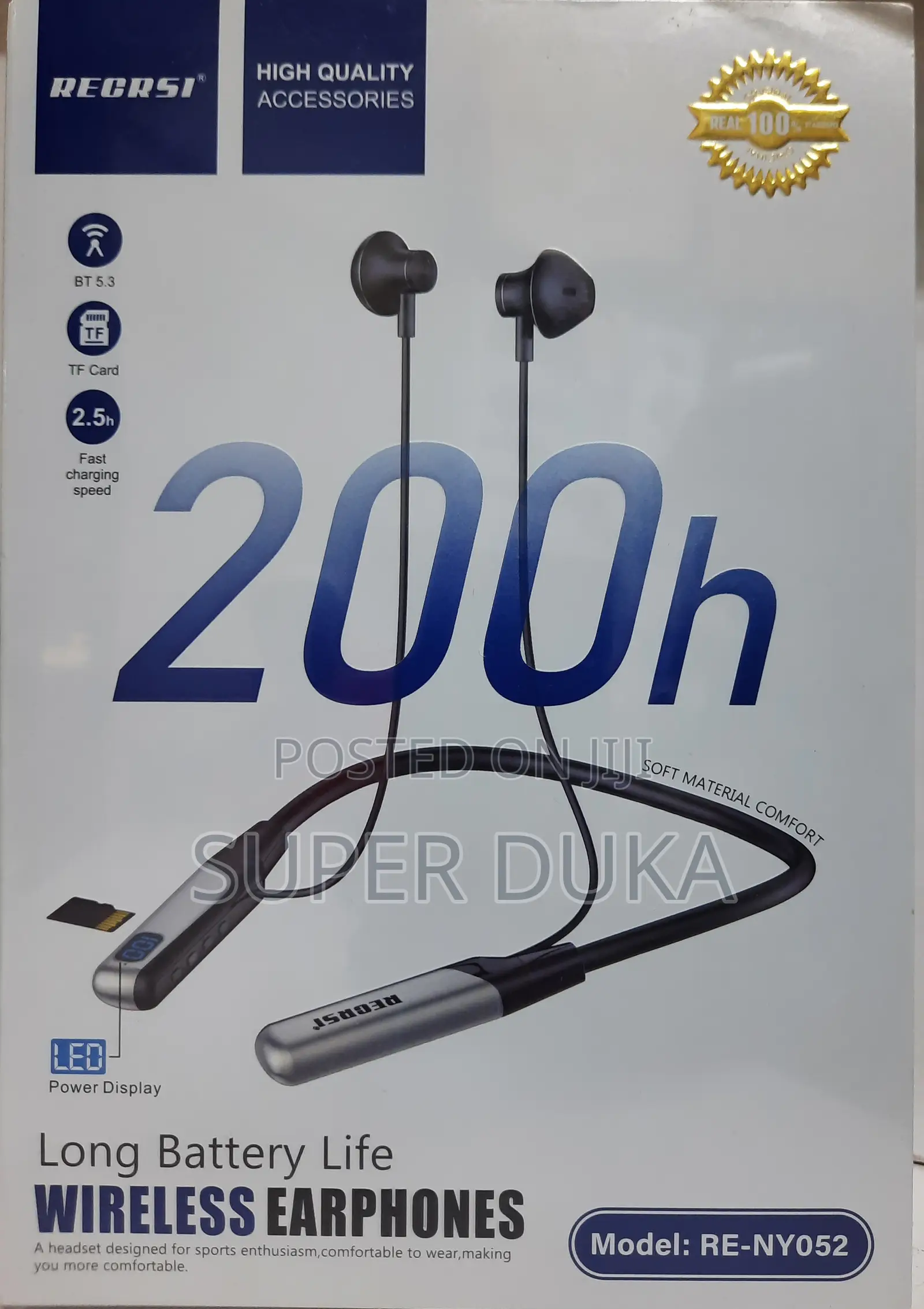 Neckband.Wireless Earphones.Bluetooth Recrsi Re-Ny05 2 Band Set