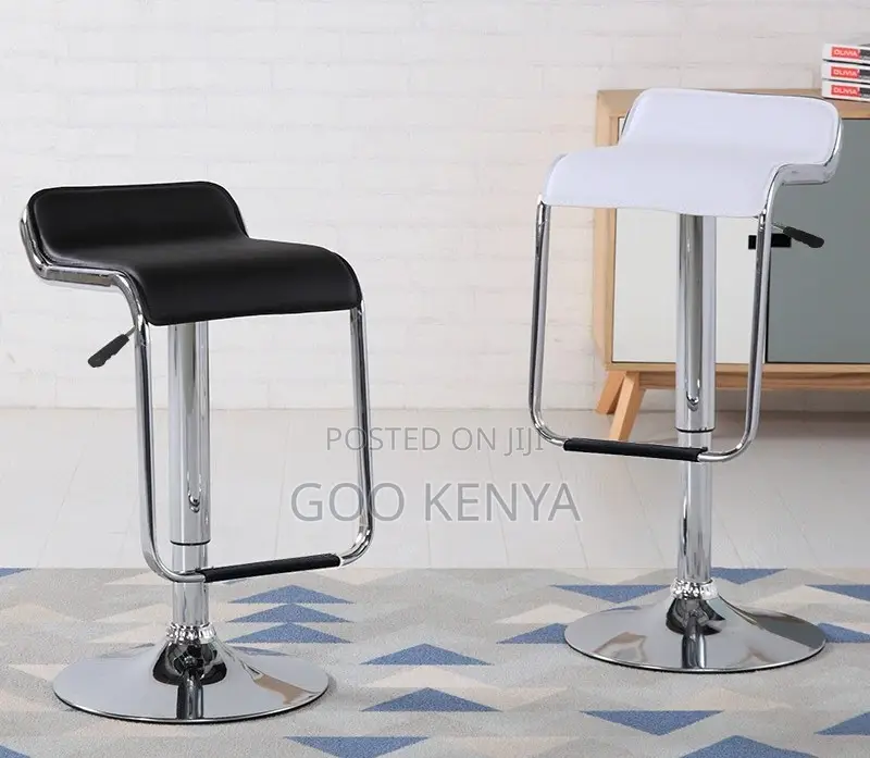 Home Kitchen Stool; Sleek Adjusting Backless Leather Swivel Stool