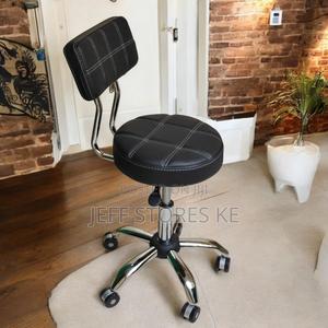 Adjustable Strong Black Silver Pedicure Stool With Backrest - main view