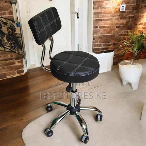 Adjustable Strong Black Silver Pedicure Stool With Backrest