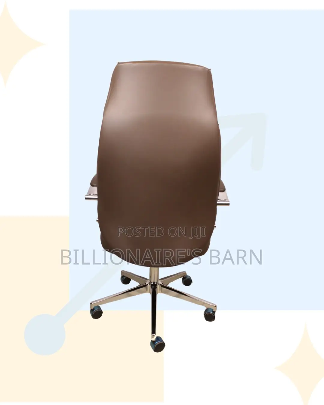 Space-Saving Brown Executive Leather Office Chair | Headrest Support
