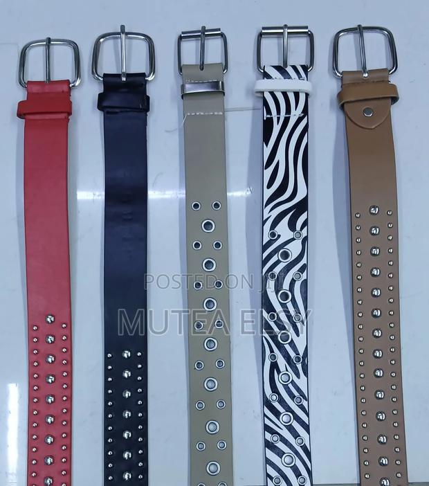 Black,White,Red Beige, Yellow Blue Wide Ladies Leather Belt - main view