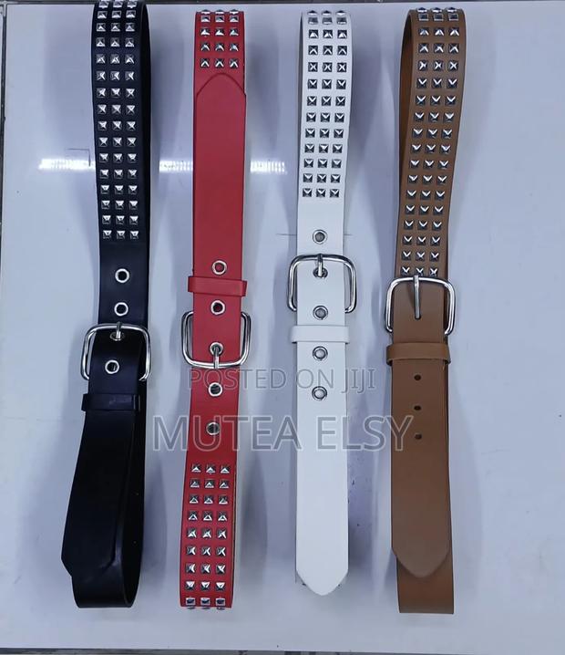 Black,White,Red Beige, Yellow Blue Wide Ladies Leather Belt - thumbnail 2