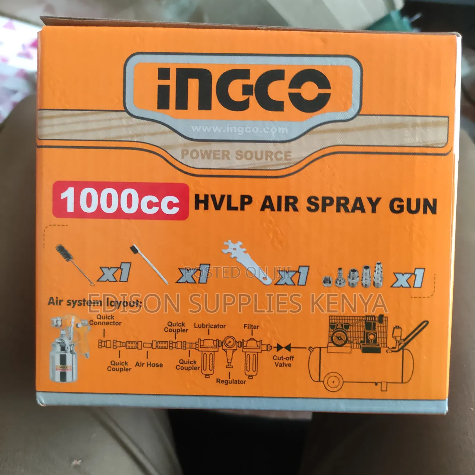Ingco Hvlp Air Spray Gun 1000cc 1.4mm Nozzle Compressor Paint Sprayer