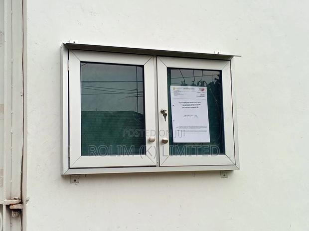 Lockable Sliding Glass Notice Board 90cm X 60cm (3ft X 2ft) - main view