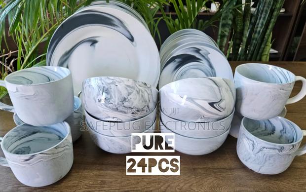 24pc Marble Ceramic Dinner Sets, Quality Design - main view