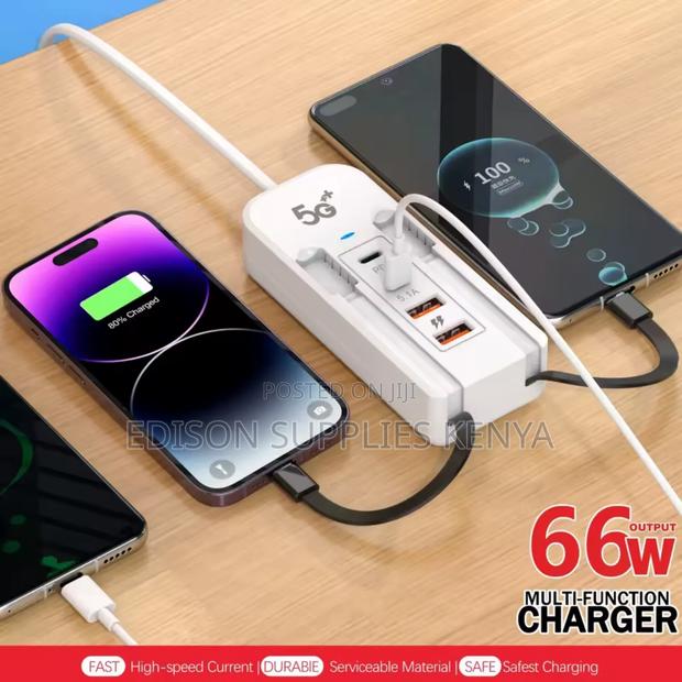 Phone Charging Station Extension Cable With Type C Fast Charging 66w