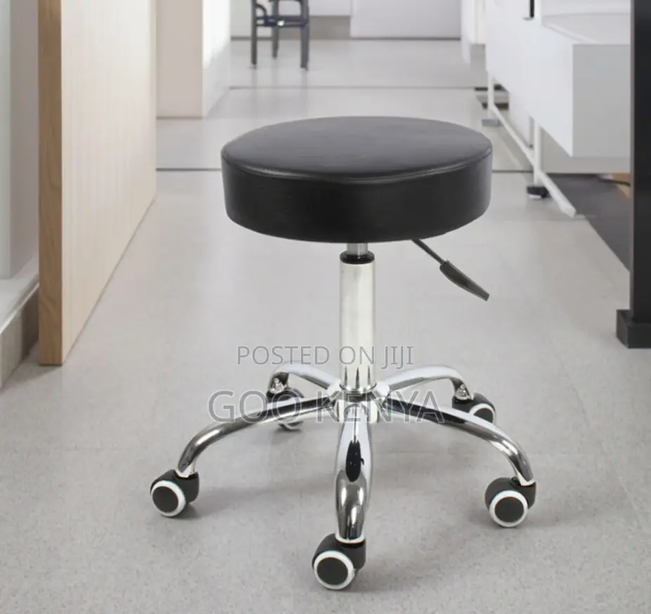 Home Kitchen Stool; Backless Adjustable Rolling Leather Counter Chair