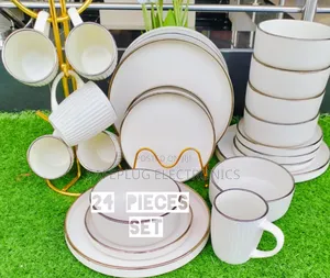 24 Pieces Gold Rimmed Trendy Ceramic Dinner Sets