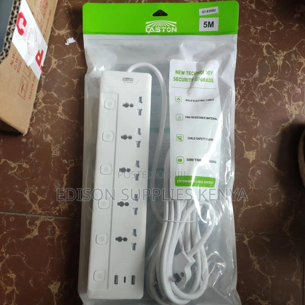 Caston Extension Cables Socket Multiplug 5 Way 5m 2 Usb 3 & C To C - thumbnail 5