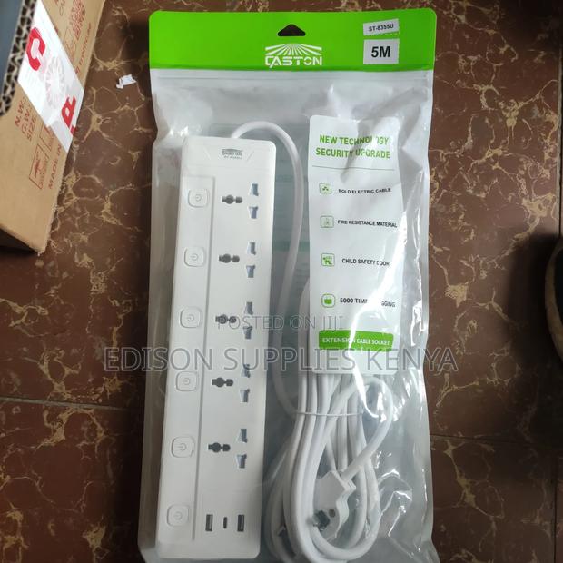 Caston Extension Cables Socket Multiplug 5 Way 5m 2 Usb 3 & C To C - thumbnail 2