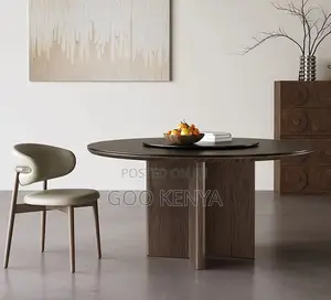 Home Dining Table; Family Wooden Dining Table With Round Top
