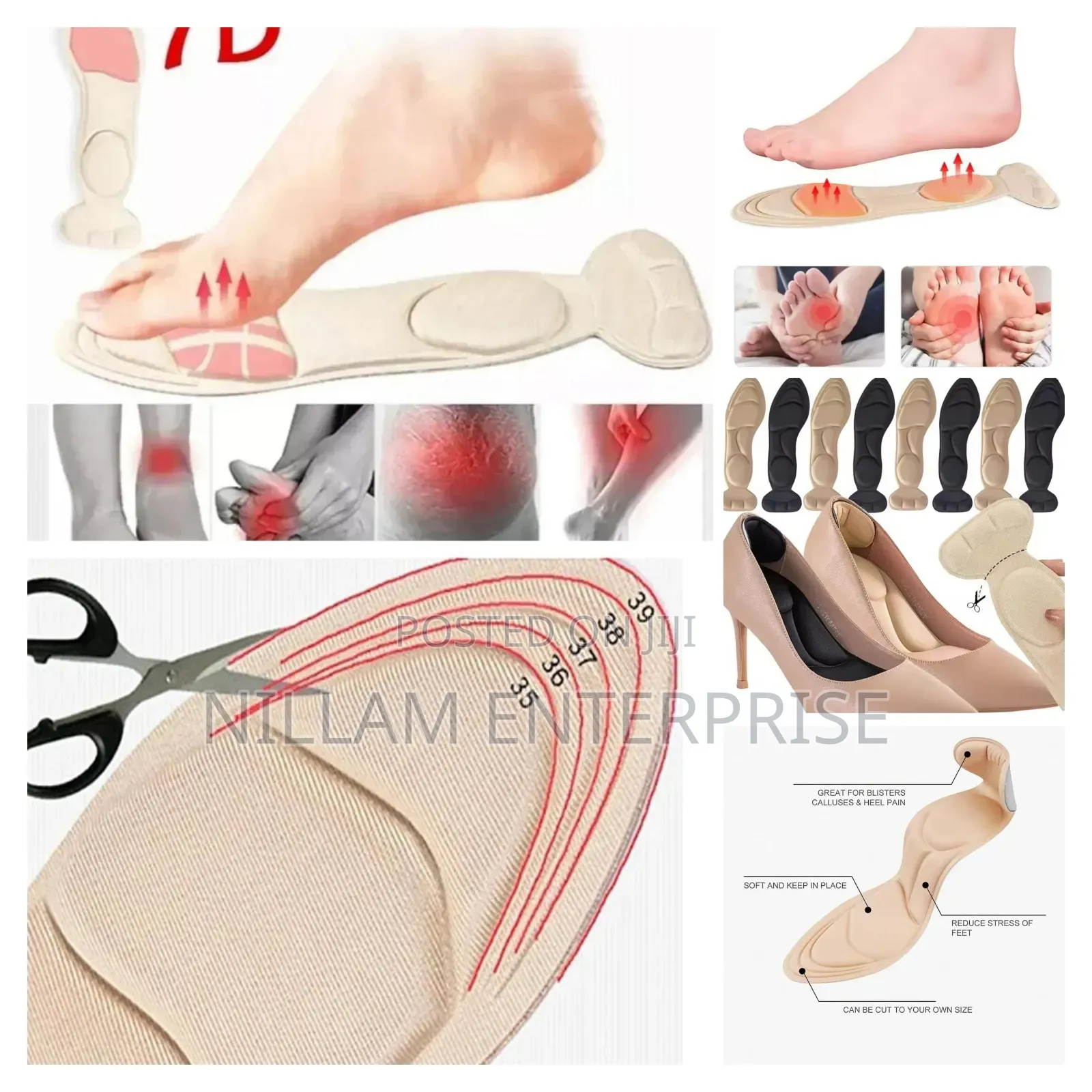 2 in 1heel Pads,7d Soft Memory Foam Insole Pad