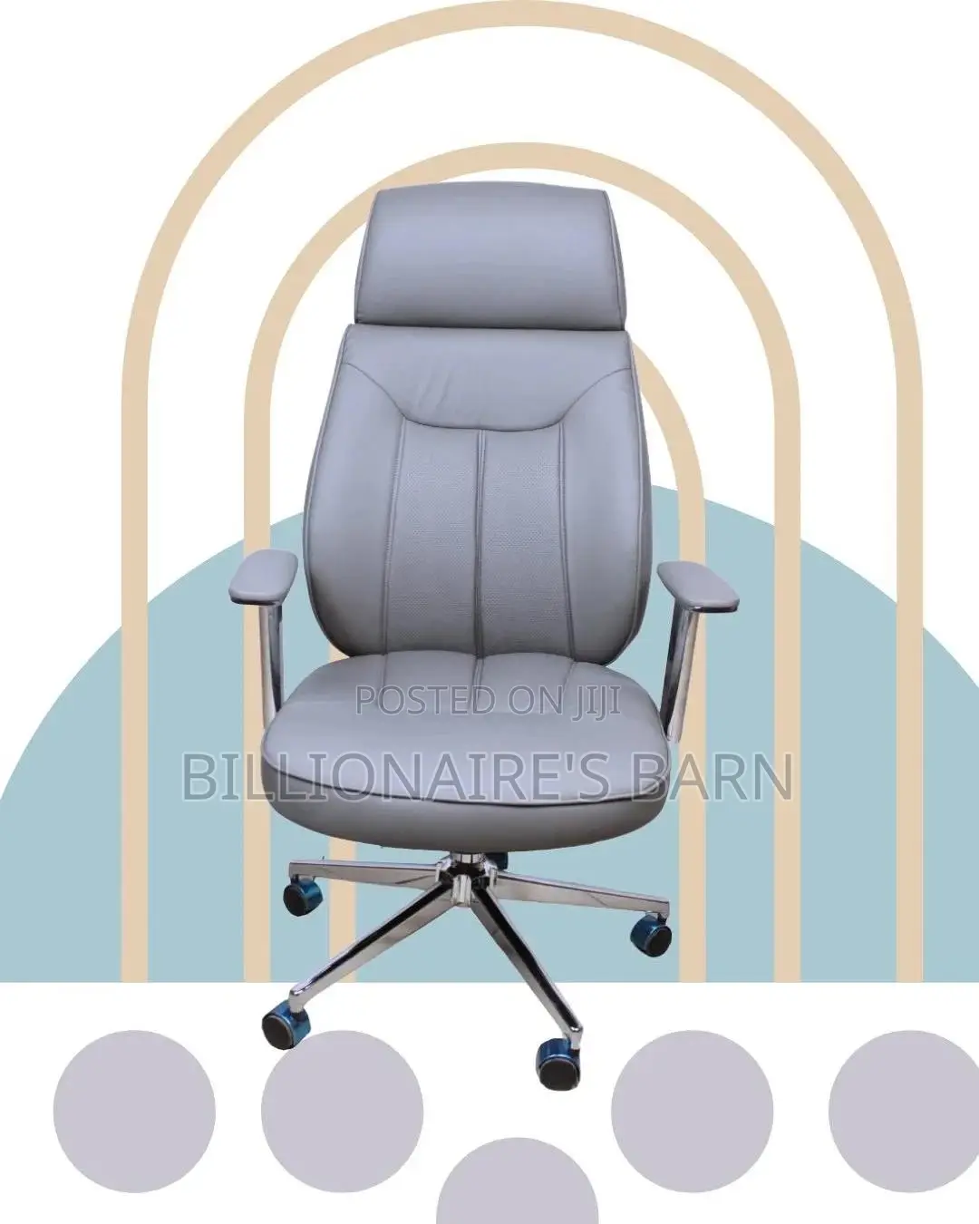 Grey Executive Leather Office Chair (Durable) — Moving Fast