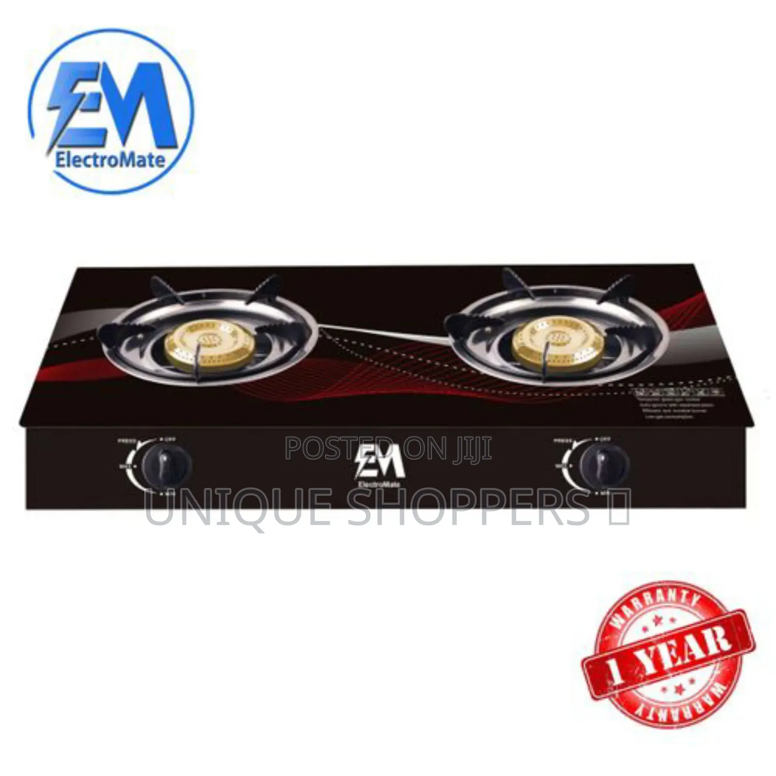 Table Top Gas Cooker, 2 Burner With a Strong Glass Gas Cooker Gs004 )