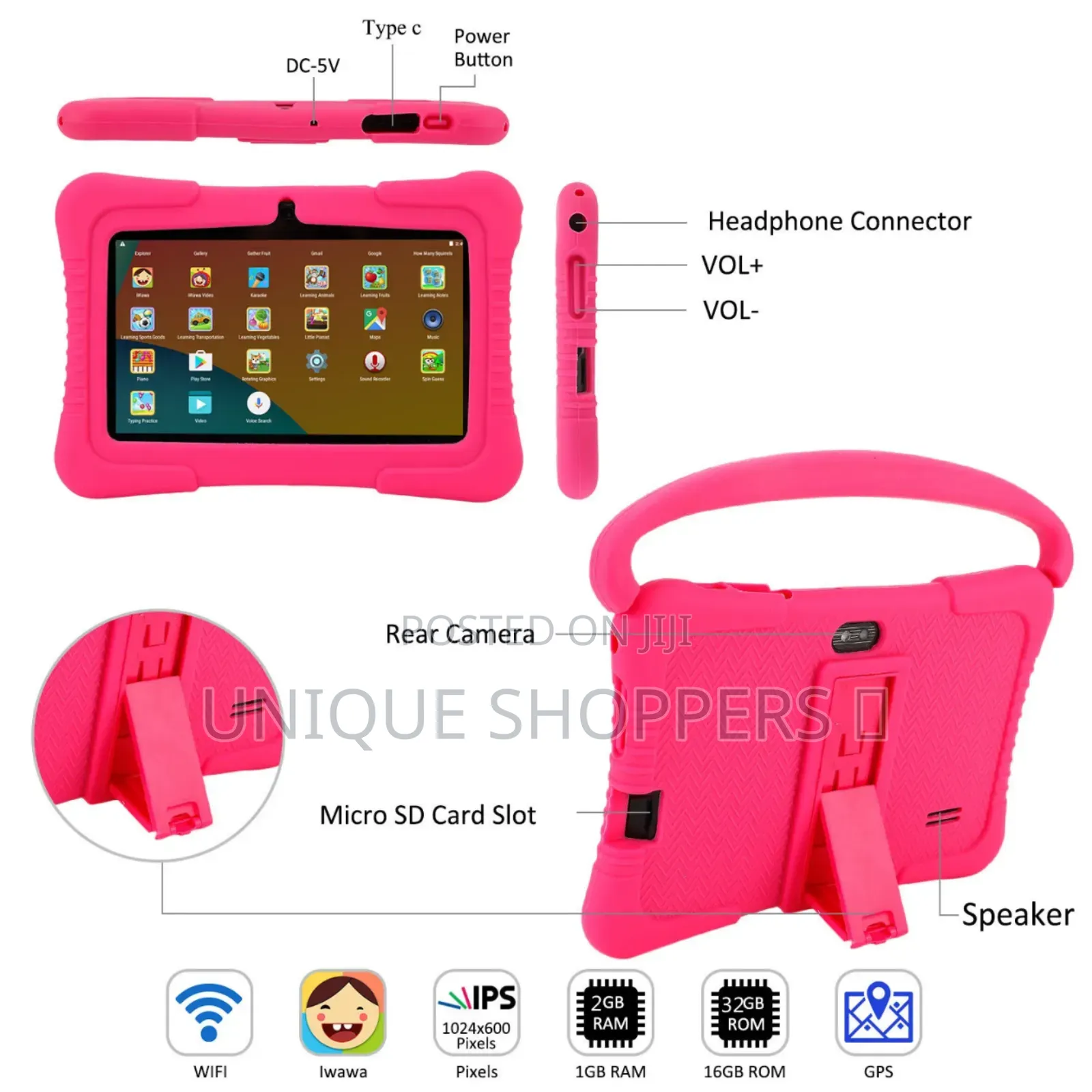 Redbeat B1 Kids Tablet, 7-inch Hd, 2gb Ram/32gb Rom, Android 11,