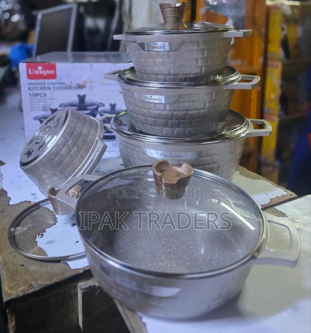 10 PCS Unique Brown Cookware Set
