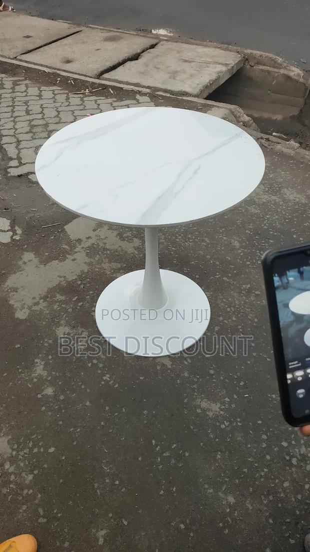 Round Marble-Look Finish Dining Table - main view