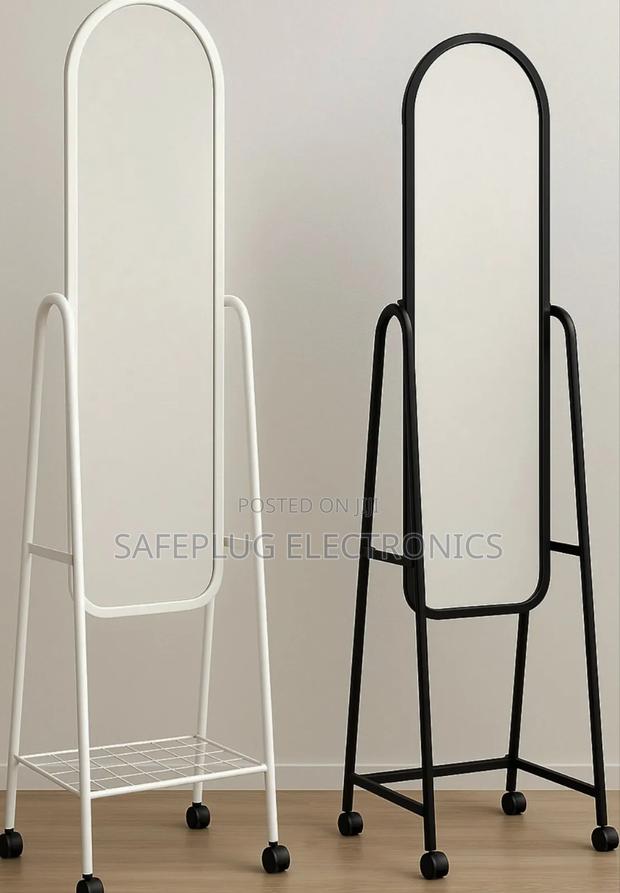 36cm Dressing Mirror - Wheels 1 Small Shoe Rack (In Black White)