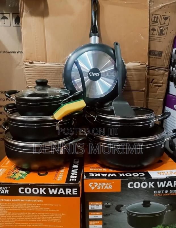 *Great Star 14pc Black Cookware Set**20/22/24/28/30cm Pots* - main view