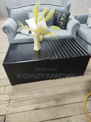 Black Carved Wooden Coffee Table