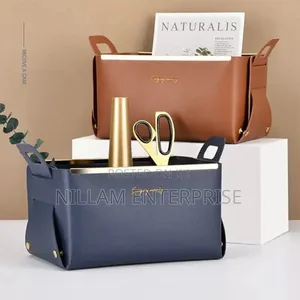 Multifunction Pu Leather Collapsible Sundries Storage Basket