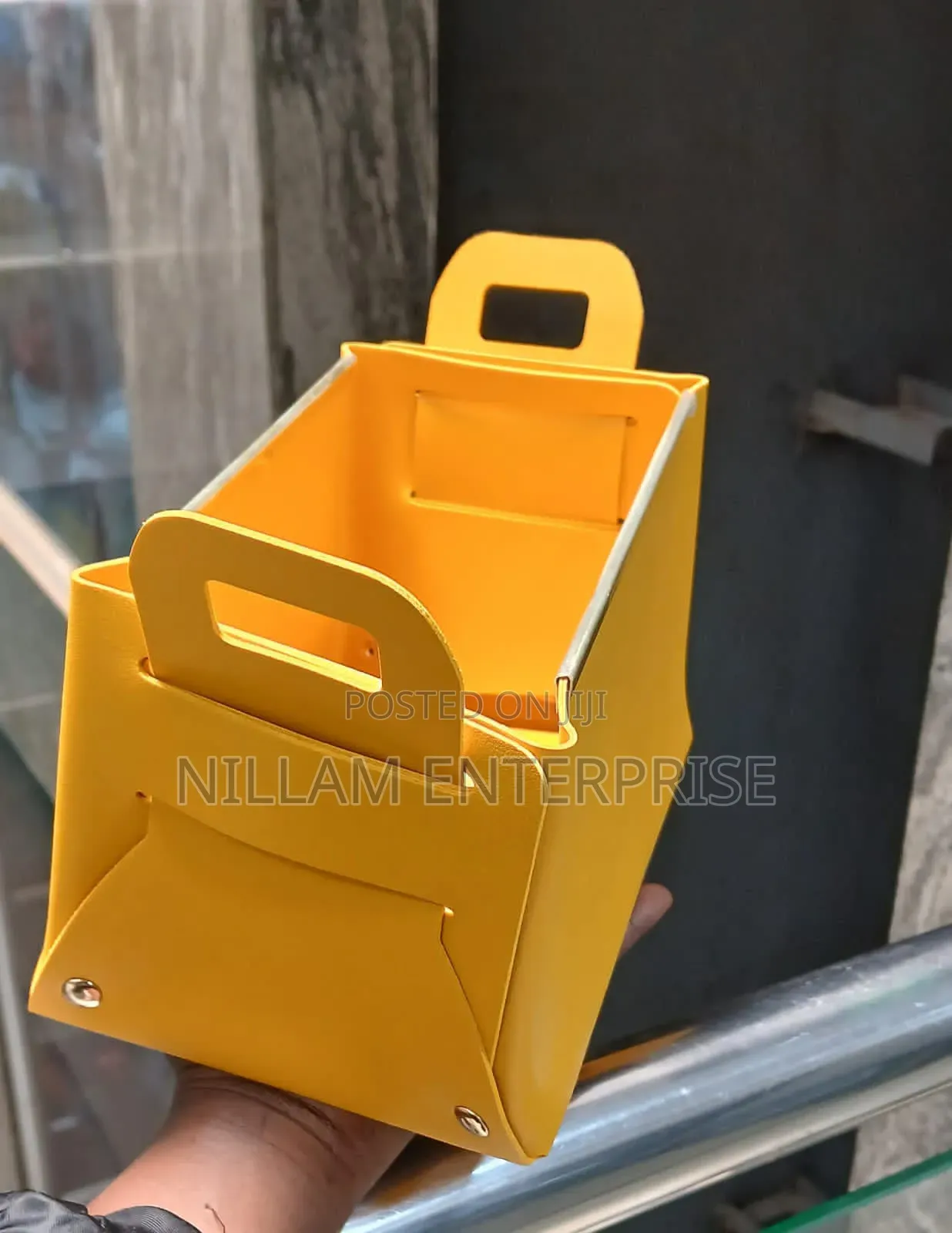Multifunction Pu Leather Collapsible Sundries Storage Basket