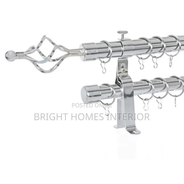Silver Curtain Rods 2m