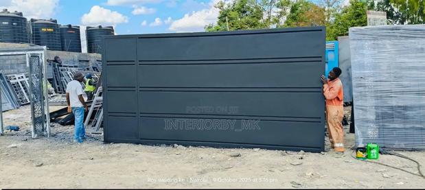 Simple Matte Black Sliding Gate for Your Home