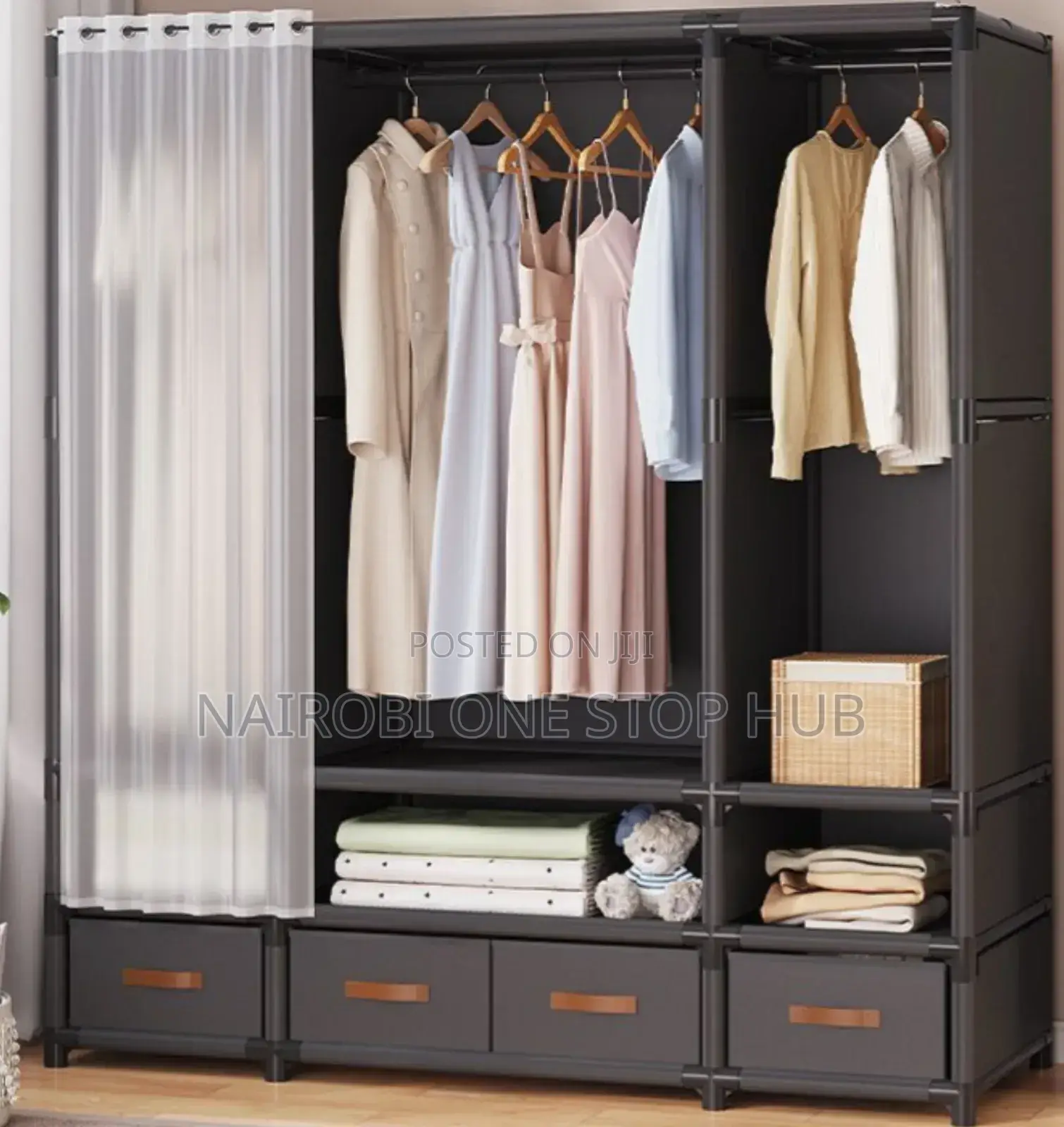 Modern Metal Wardrobe With Reinforced Shelfing