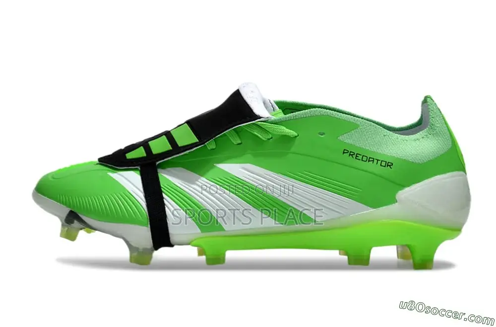 Green Predator Football Boots With Tongue - Soccer Shoes
