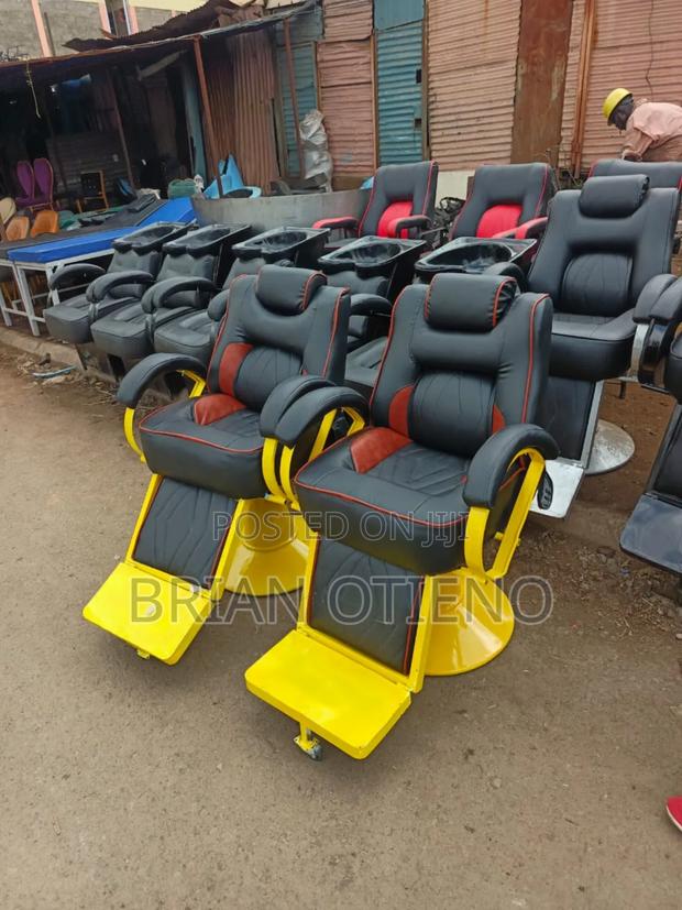 D Shaped/ Yellow Rotating Barber Chairs - main view