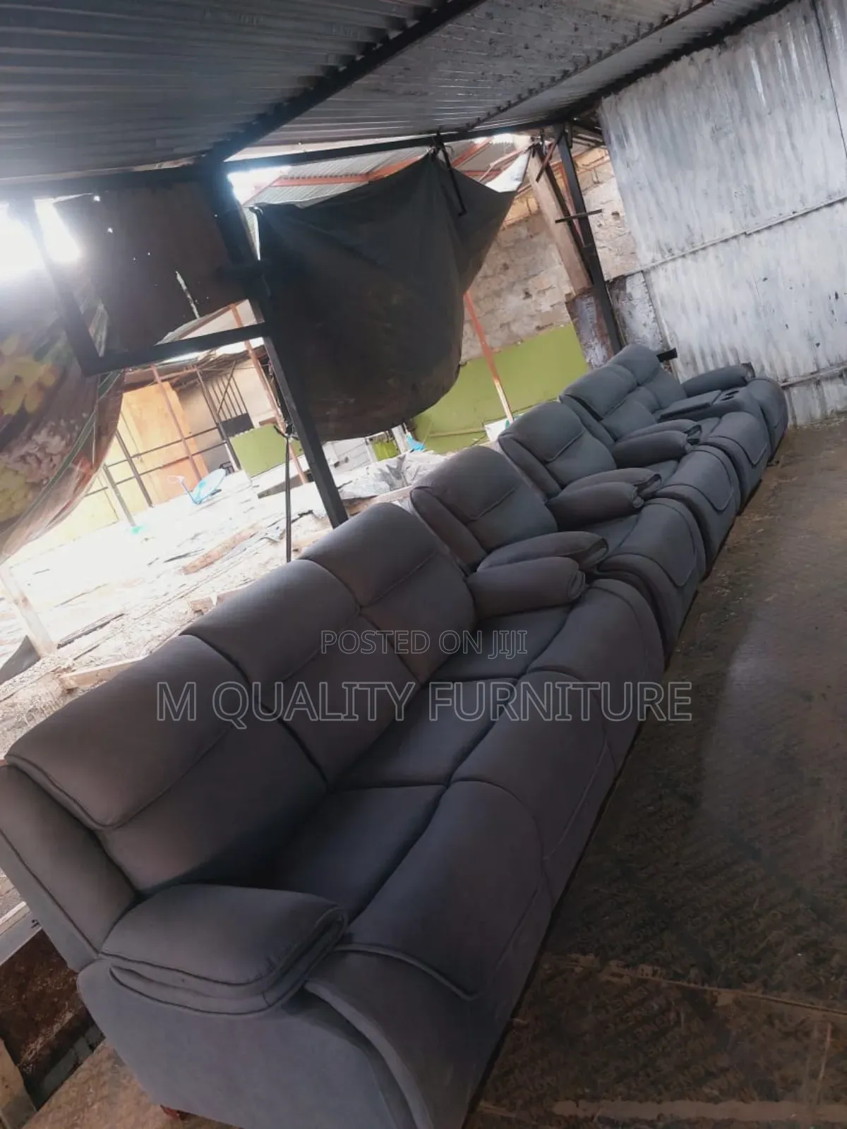 7 Seater Gray Semi Recliner Indoor Sofas
